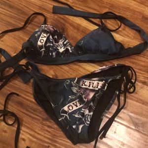 Ed Hardy swimming suit with push up bra, size M